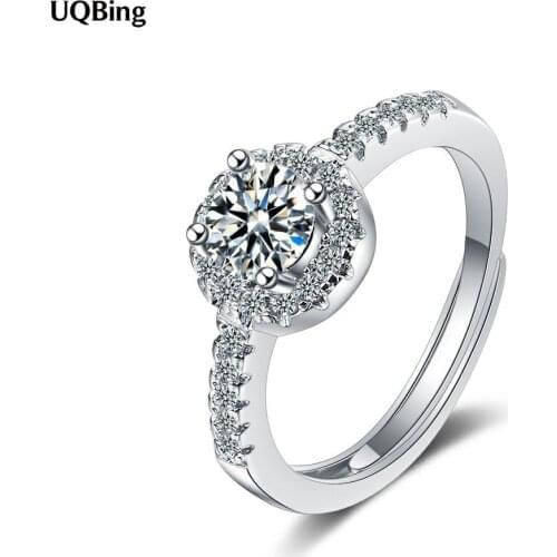 Fashion New 925 Sterling Silver Wide Round Full Crystal Zircon Rings For Women Wedding Jewelry