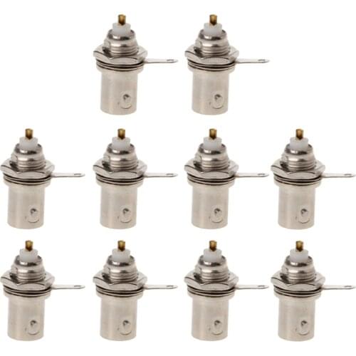 10Pcs/Set BNC Female Nut Bulkhead Solder Connector Adapter For Video Surveillance