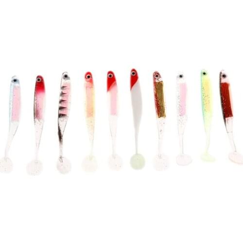 10 Pcs/Set Fishing Bait Soft Artificial Lure Silicone T Tail Rainbow Fish Tackle Attract 10cm5g Accessories Colorful Swimbait