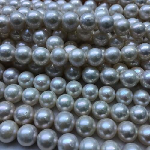11-13mm Super Big Size White Color Edsion Loose Pearl Necklace Real Pearl Strand String 39cm Long