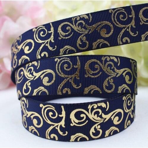 16728-14, 22mm Bronzing Printed grosgrain ribbon, accessories Webbing, DIY handmade materials, free shipping