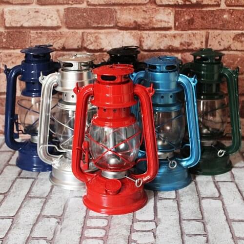 19cm Kerosene Lamp Hurricane Lanterns Wick Oil Lamps Wild Emergency Light Fueled by Kerosene Diesel Plant Oil for Garden Decor