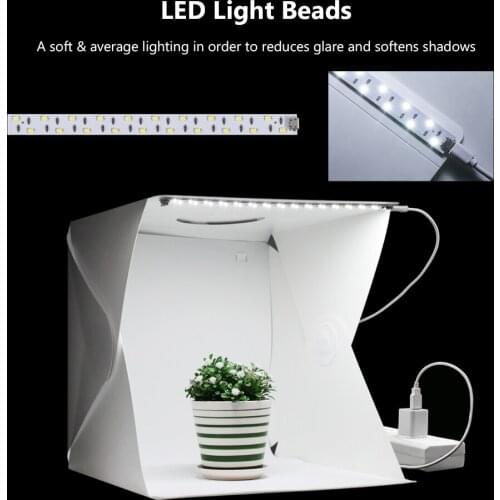 24/30/40cm Magnetic Lightbox Foldable Photo Studio Softbox LED Light Tent With Black White Backdrop For Background Photography