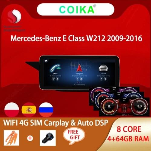 8 Core Android 10 System Car Radio Screen For Mercedes Benz W212 2009-2016 1920*720 IPS Screen 4+64GB WIFI 4G Auto GPS Carplay