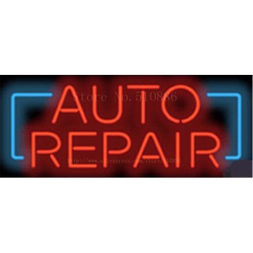 Auto Repair Real Glass Tube Car Garage neon sign Custom Light Handcrafted Decorative signs Shop Store Business Signboard 17"x14"