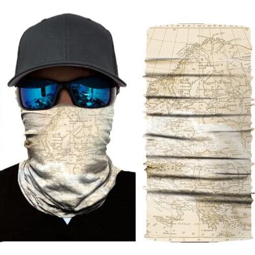 Polyester Balaclava Outdoor sports magic headband sunscreen cycling digital printed retro map mask