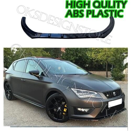 For Seat Leon 2013 2014 2015 2016 2017 Front Bumper Lip 3 pcs Glossy Black Splitter Diffuser Lip Body Kit Spoiler Bumpers For