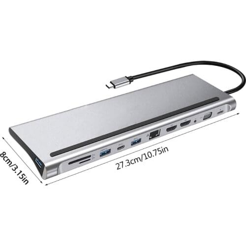 12-in-1 Type-C HUB 4K Docking station dual RJ45 Gigabit Lan PD Laptop Docking Stations High Quality M03 21 Dropshipping