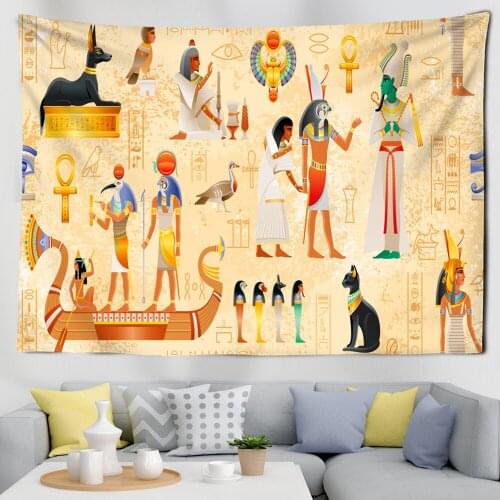 Egypt Fresco Ian Spiritual Tapestry Pyramid Pharaoh Retro Text For Bedroom House Living Room Decoration Hanging Art Wall Fabric