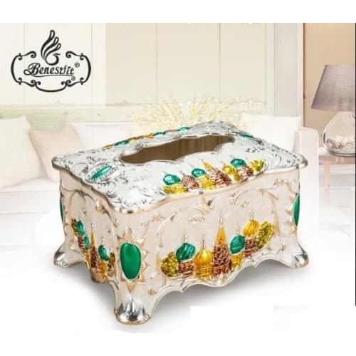 European retro alloy Metal Tissue Case Gold Plated Rose Tissue Box Napkin Paper Holder Home Decoration tissue box storageZJH0634