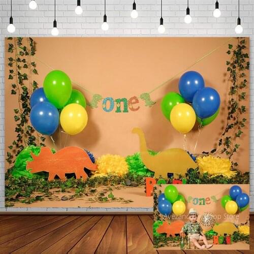 Avezano 1st Birthday Party Backdrop Forest Jungle Dinosaur Newborn Boy Photography Background Photo Studio Photocall Decoration