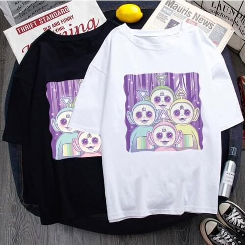 Funny Teletubbies Women T shirt Summer Top Cotton Print Harajuku Korean Clothes Oversized camiseta mujer tee shirt femme Tops