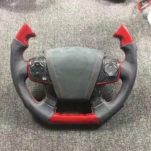 Gloss Carbon Fiber Sports Steering Wheel Alcantara Perforated Leather compatible for Toyota Avalon Camry Corolla 2015-2016