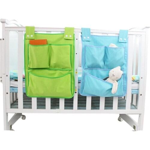 1Pcs Canvas Bed Hanging Storage Bag Baby Crib Organizer Toy Diaper Pocket Bag For Crib Bedding Set Baby Supplies