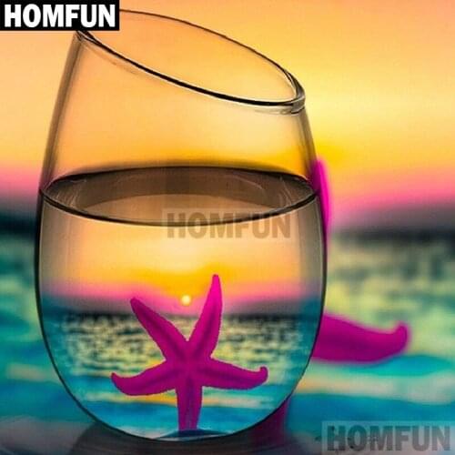 HOMFUN Diy 5d Diamond Painting "Starfish cup" Cross Stitch Square Round Diamond Embroidery Handwork Rhinestone Art A02118