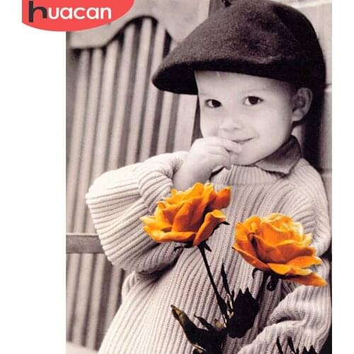 HUACAN Diamond Painting 5d Portrait Full Square/Round Drill Diamond Embroidery Flower Mosaic Kids Needlework Home Decor