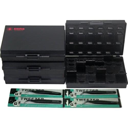 AideTek tool box safe Enclosure for surface mount components1206 0805 0603 0402 0201 chips plastic storage box black 4BOXALL48AS