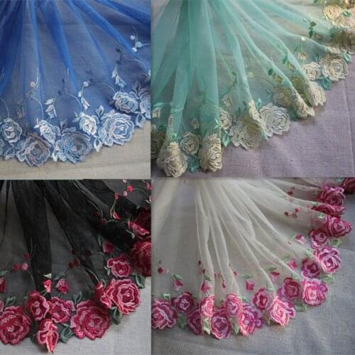 7.87"20cm(2yards/lot)Embroidered Floral Tulle Lace Trim~~Bloomy~,Mesh Embroidery Lace Trim
