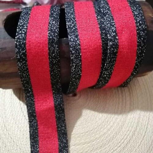 10M/lot Width 35mm Glisten Silver Red Black stripe ribbon cuffs neckline tape webbing skirt belt DIY Sewing Clothing Accessories
