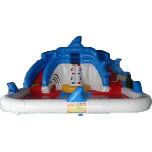Inflatable children water slides shark slider inflatable slide with separate pool