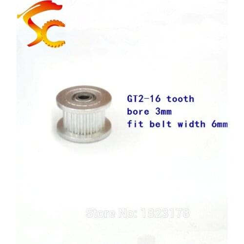 2pcs 2GT pulley driven wheel perlin idler pulley GT2 timing pulley 16 teeth bore 3mm width 6mm # WT 2GT-16T-3B-6