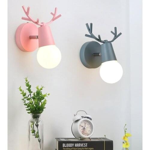 Nordic Led Wall Lamp Modern Wood Antler Sconce Living Room Bedroom Bedside Study Dining Macaron Lighting Indoor Decoration Light