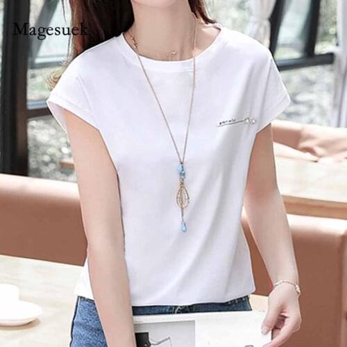 2021 New Summer Short Sleeve Tshirt Fashion Ladies Solid White Casual Slim Tee Shirt Plus Size Tops Womens Clothing 2299 50