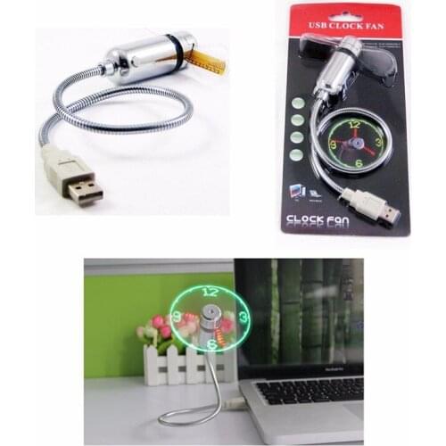 Wholesales mini clock led usb fan gadgets Display Real Time for Desktop Computers and Laptops PC power bank 2019 hot sales