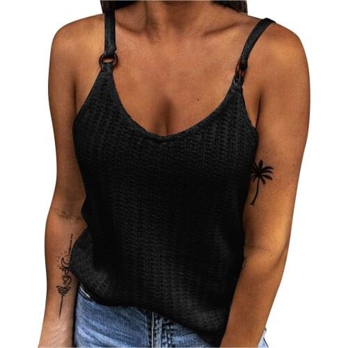 Sexy Solid V-neck Sleeveless Women Tank Top Summer Casual Spaghetti Straps Backless Black Tops Knitted Blouses Streetwear Топ