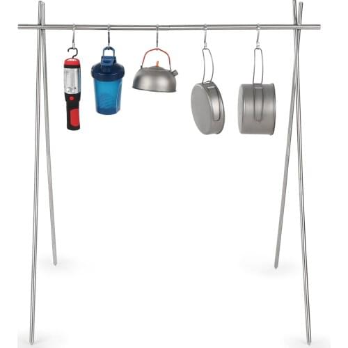 Hanging Rack Camping Portable Collapsible Stainless Steel Grill Tripod Hanging Rack for Pot Clothes Hanger Camping Equipment