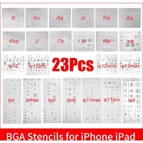 High quality 21 pcs full set IC Chip BGA Reballing Stencil dedicate Kits for iPhone XS MAX XR 8p 7 6s 6 SE 5S 5C 5 4S iPad