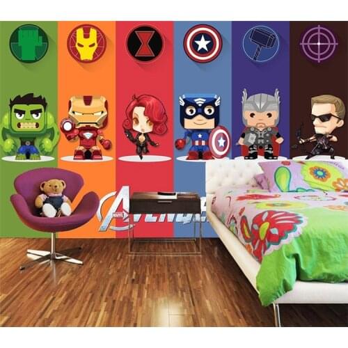 Custom Photo Childrens Room 3D Avengers Alliance Mural TV Background Wallpaper Film Wall Paper Bedroom Parlor Cartoon