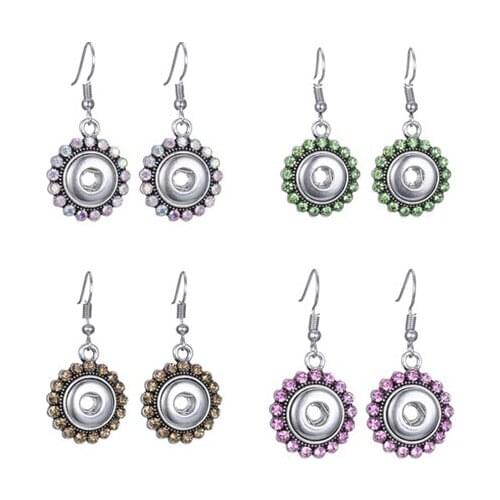 Snap Earrings High Flowers Quality Crystal 12MM Snap Earrings Mini Button Earring for Charm women