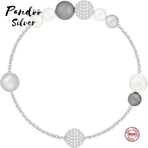 PANDOO Fashion Charm Pure 925 Silver Original 1:1 Copy, Modern Fashion Small Fresh Pearl Female Luxury Jewelry Gifts
