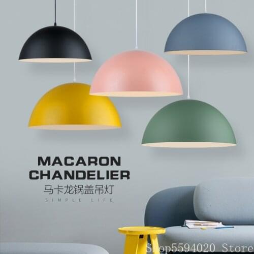 Modern matte color gloss chandelier Nordic bar counter Macaron hanging lamp living room chandelier home decoration lampshade