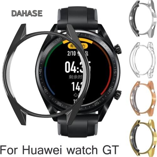 Protective Bumper TPU Plating Case for Huawei Watch GT Frame Cover Soft Silicone Watch Case for Huawei Smart Watch GT Band
