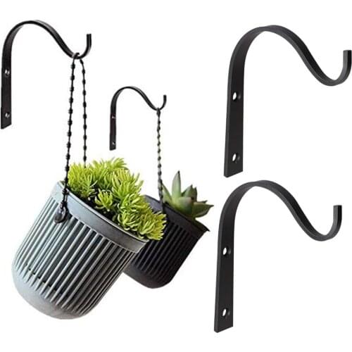 Iron Metal Hook Wall-Mounted Hanging Flowerpot Holder Bracket Balcony Bird Feeding Plant Flower Pot Vintage Hook Garden Decor