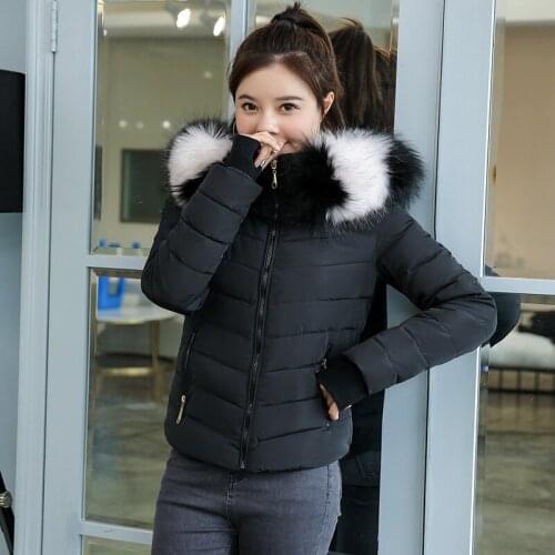 New Big Fur Hooded Jacket 2021 Woman Parkas Cotton Casual Winter Coat Female Down Cotton Padded Parka Winter Jacket Female Hiver