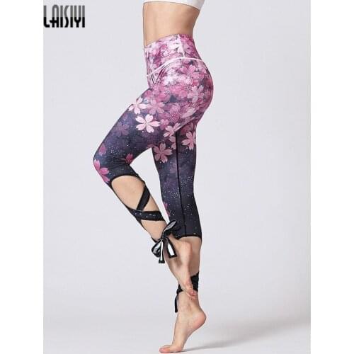 Women Fitness Pants Slim High waist Sport Leggings Gym Elastic Romantic Printed Long Leggins for Running Tummy Control Pants