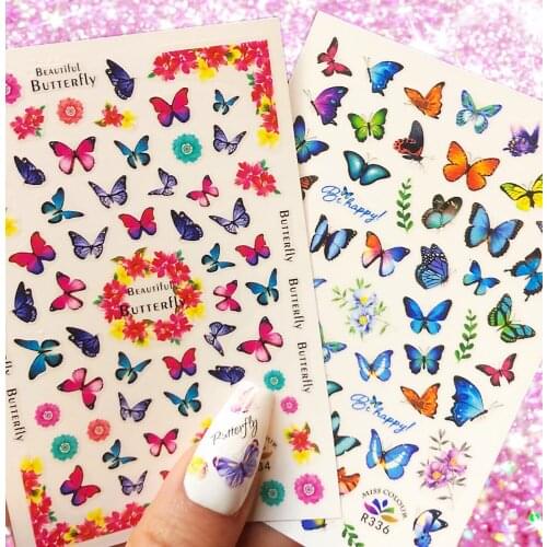 1 sheet nail sticker Butterfly Design Nails Manicure Back Glue Decal Decorations Nail Sticker For Nails Tips Beauty HL100-107