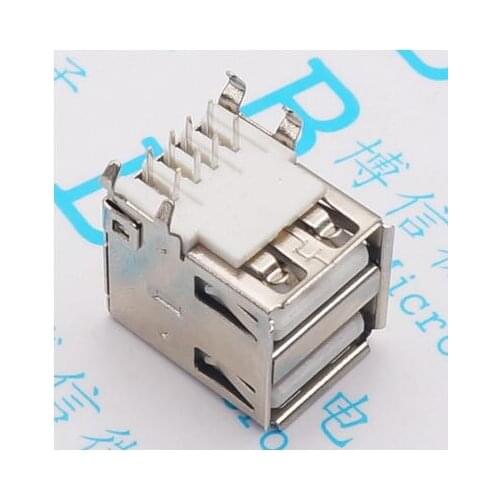 10pcs Double USB Type A Female Solder Jacks Connector PCB Socket USB-A type 90 Degrees