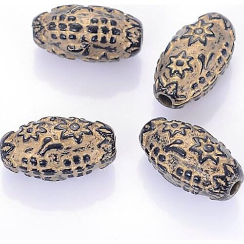 20 pcs Fluted Corrugated Star Plating Acrylic Plastic Beads With Gold Lined Antique Design Oval Beads Diy Jewelry Making