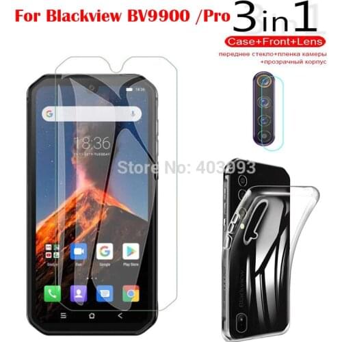 3-in-1 Case Glass For Blackview BV9900 BV9900E Screen Protector Glass Full Protection on Blackview BV9900 Pro Camera Lens Glass