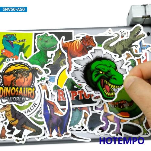 50pcs Cute Cartoon Dinosaurs World Dino Stickers Toys for Child Kids DIY Scrapbook Stationery Phone Laptop Case Decals Stickers