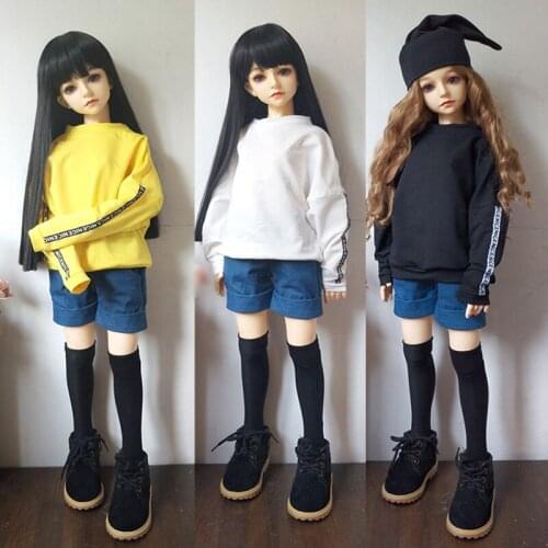 Doll Accessories 1/3 1/4 1/6 Fashion Doll Clothes Casual top + Denim shorts Two pieces Accessories For Bjd Dolls Girls toys