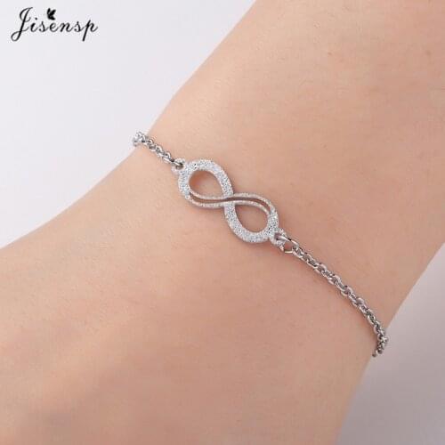 Jisensp Stainless Steel Bracelet Simple Fashion 8-shaped Bracelets Infinite Symbol Jewelry for Women Girls Birthday Gift bijoux