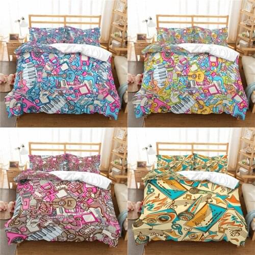 Home Textile Luxury 3D Musical Note Print 2/3Pcs Comfortable Duvet Cover PillowCase Bedding Sets Queen and King EU/US/AU Size