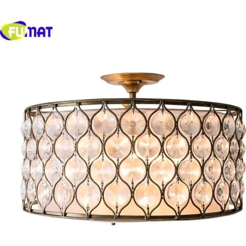 FUMAT K9 Crystal Chandelier Metal Lights European Style Vintage Crystal Lamp For Living Room Dining Room LED Lustre Chandeliers