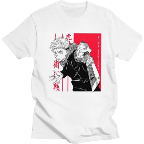 Jujutsu Kaisen Yuji Itadori T Shirt Men Cotton Tshirt Urban Tee Tops Short Sleeves Otaku Japanese Anime Manga T-shirt Clothing