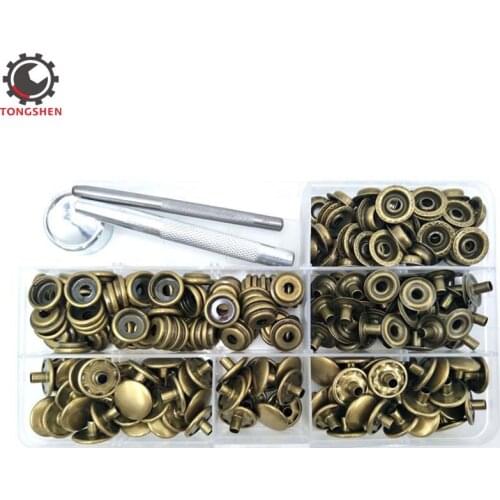 30Sets Bronze Metal Snap Fastener Leather Rapid Rivet Button Metal Buttons Rivet clasp with Punch Set Tool for Clothing Jacket